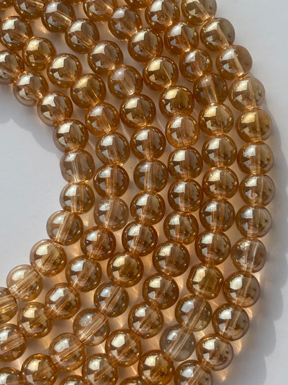 Golden Champagne 8MM Glass Beads