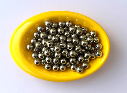 Lightweight Silver Tone CCB Round Beads 8MM