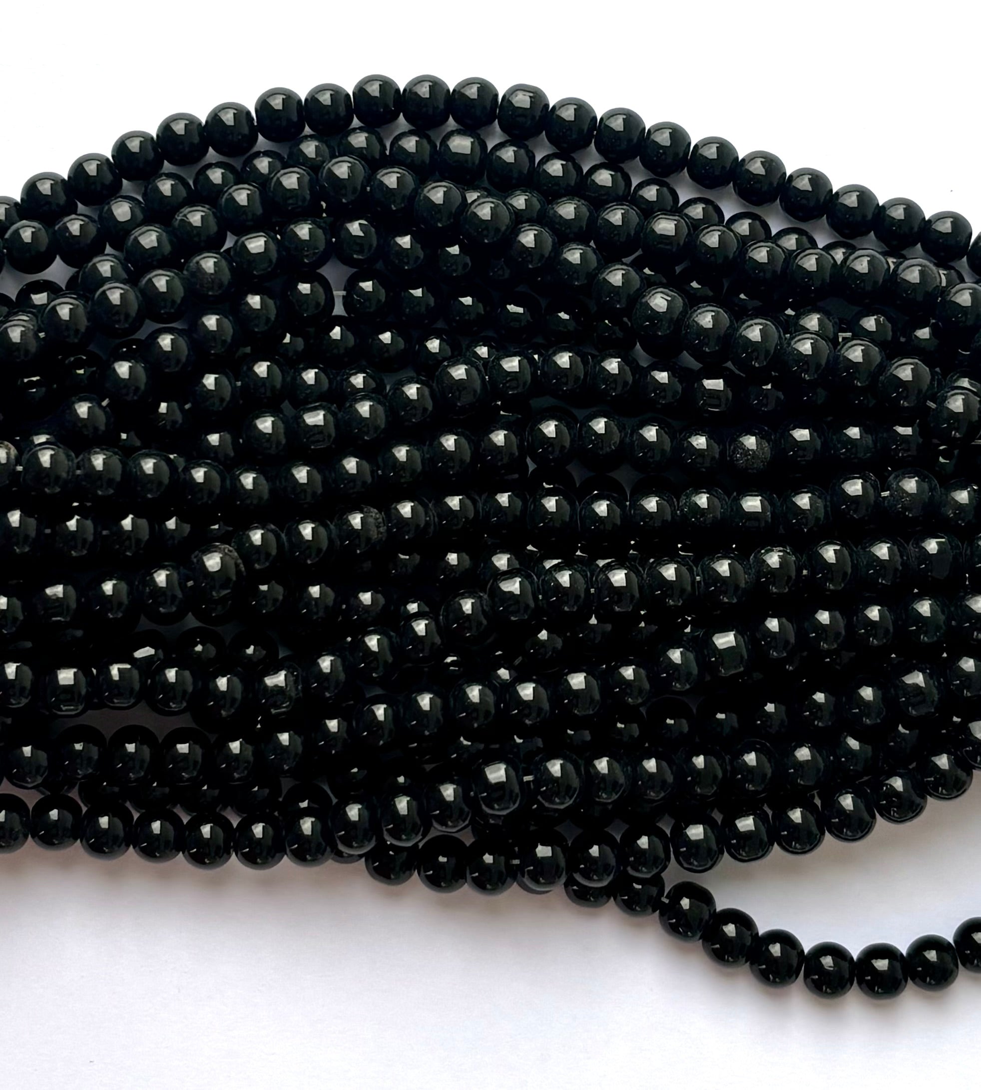 High Shine Monalisa Black Round Beads 8MM