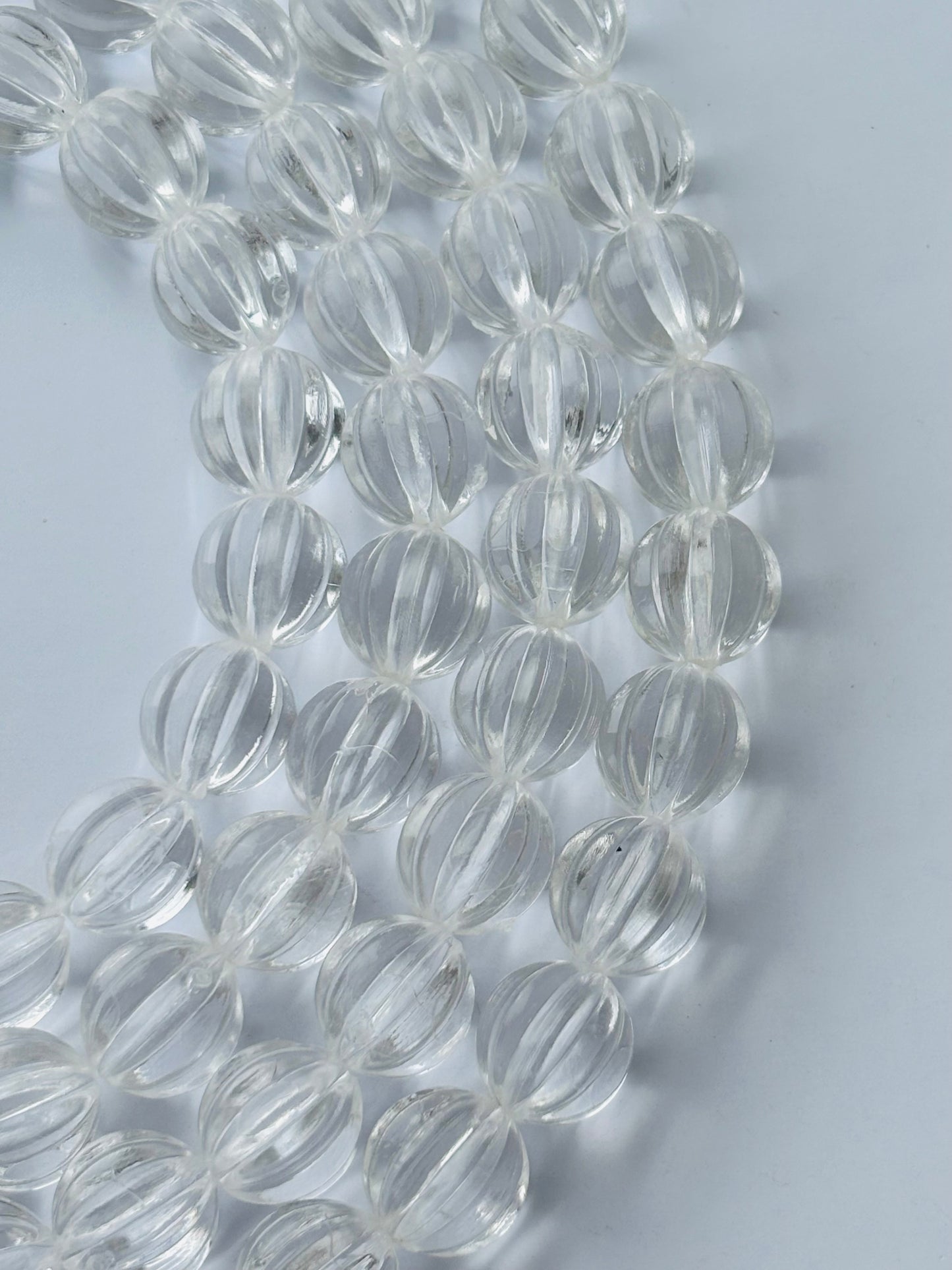 Clear Acrylic Pumpkin Beads - Ribbed Round Jewelry Beads