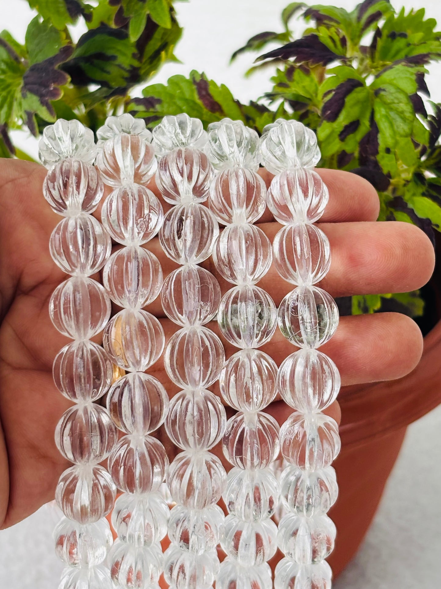 Clear Acrylic Pumpkin Beads - Ribbed Round Jewelry Beads