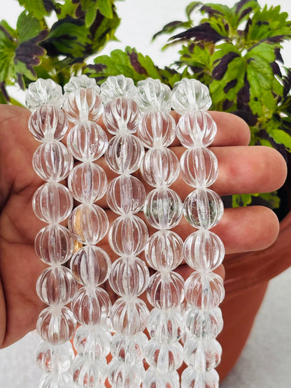 Clear Acrylic Pumpkin Beads - Ribbed Round Jewelry Beads