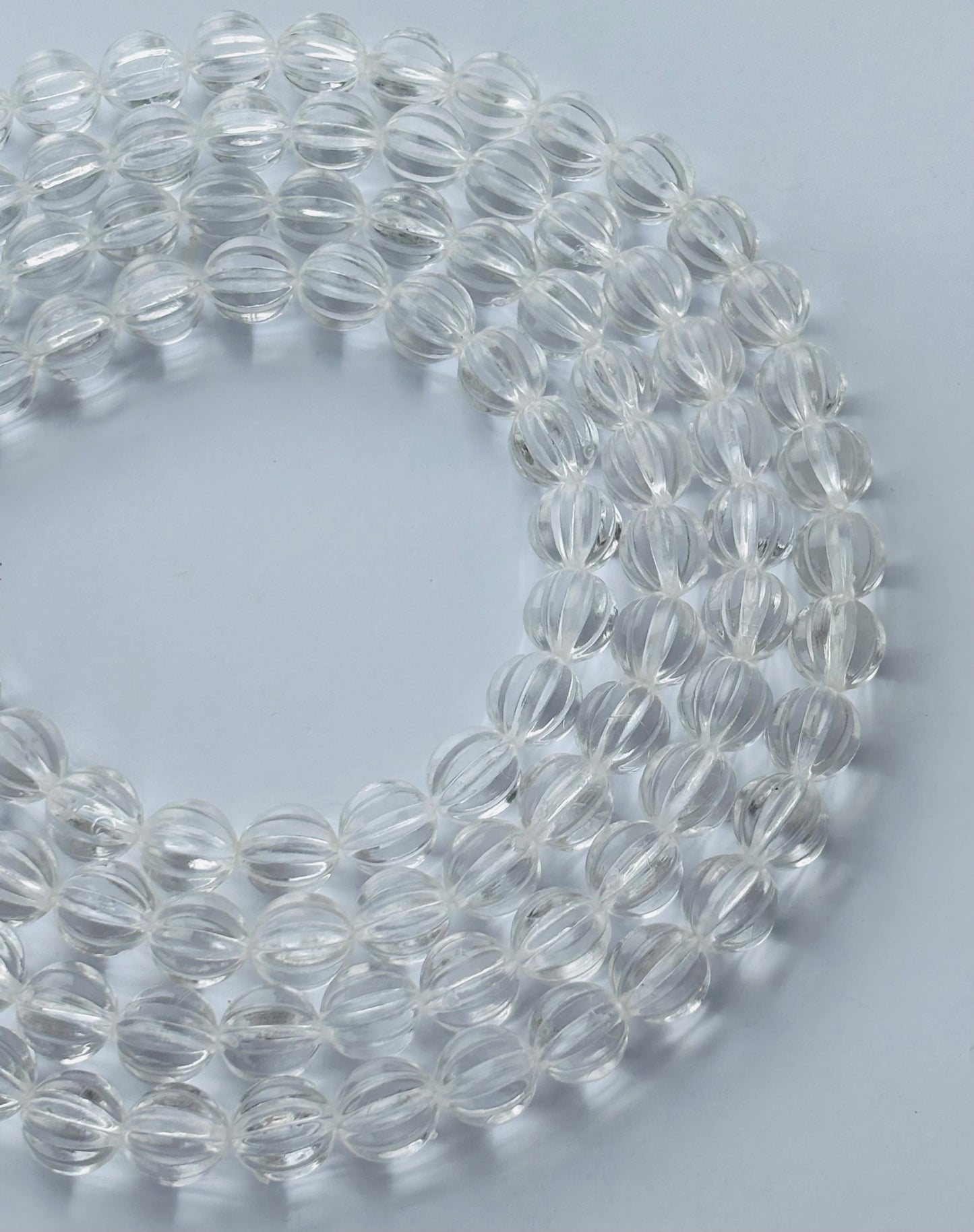 Clear Acrylic Pumpkin Beads - Ribbed Round Jewelry Beads