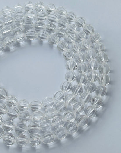 Clear Acrylic Pumpkin Beads - Ribbed Round Jewelry Beads