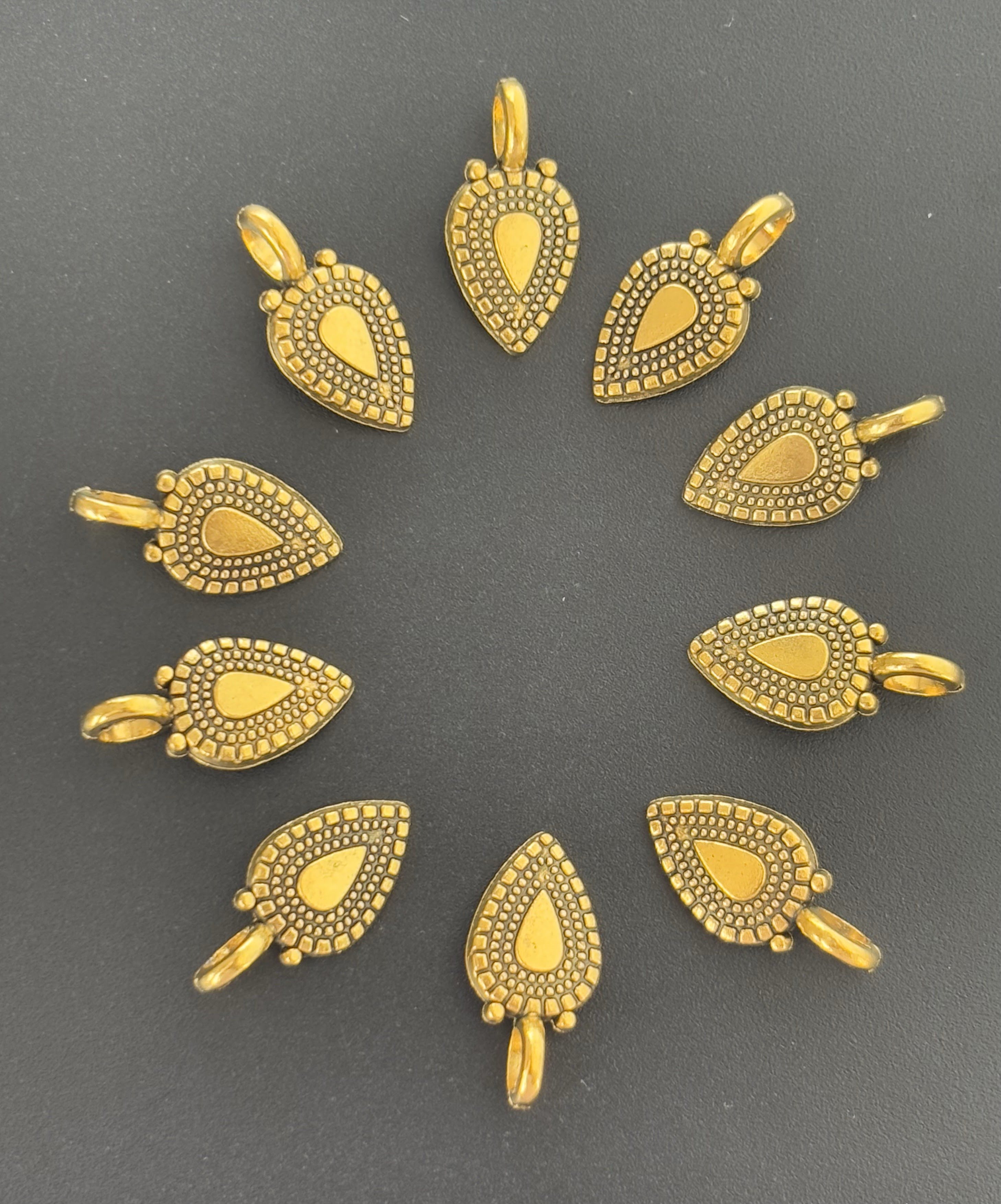 Antique Gold Drop Shaped Metal Charms