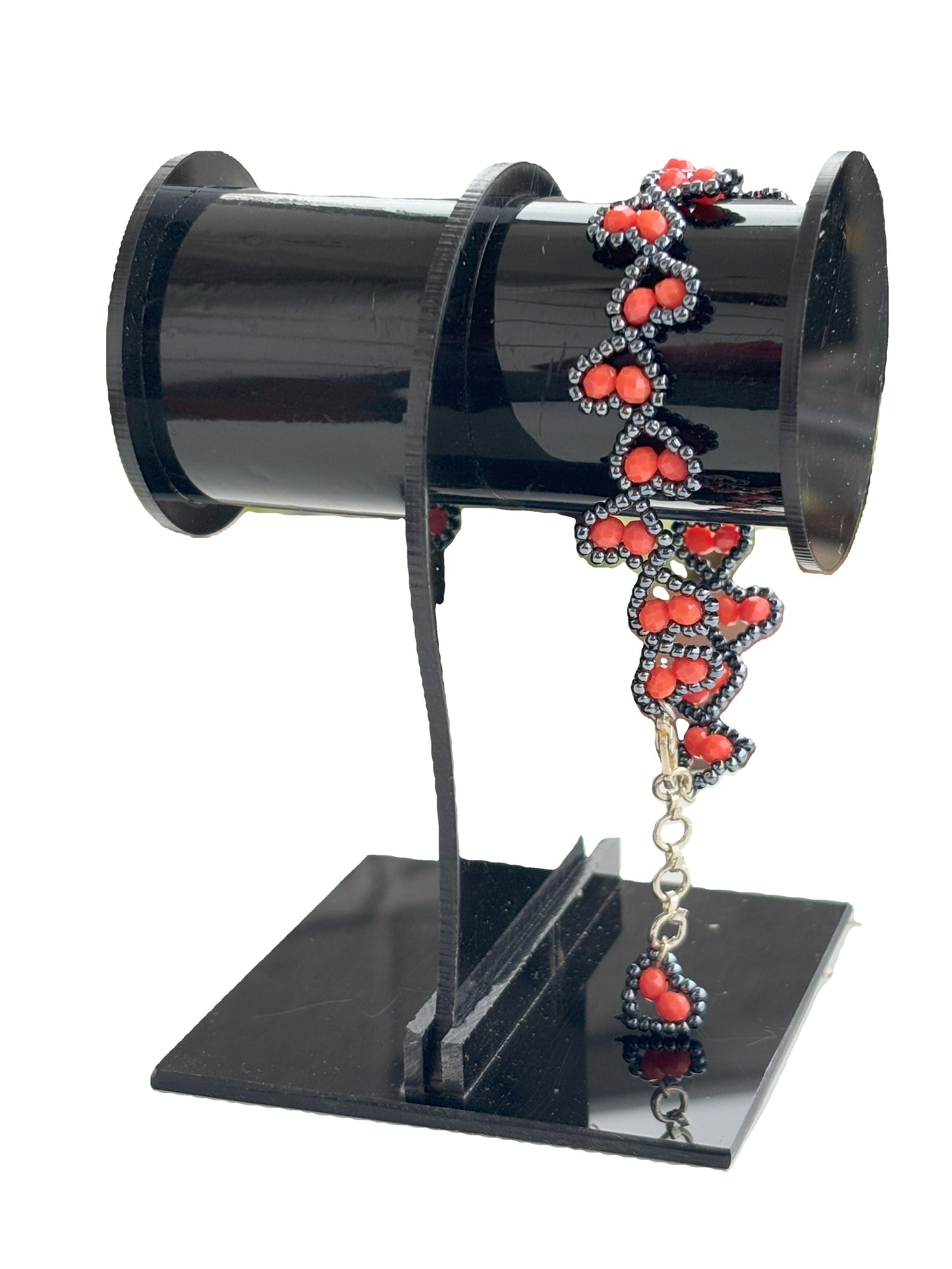 Handmade Red Heart Beaded Bracelet