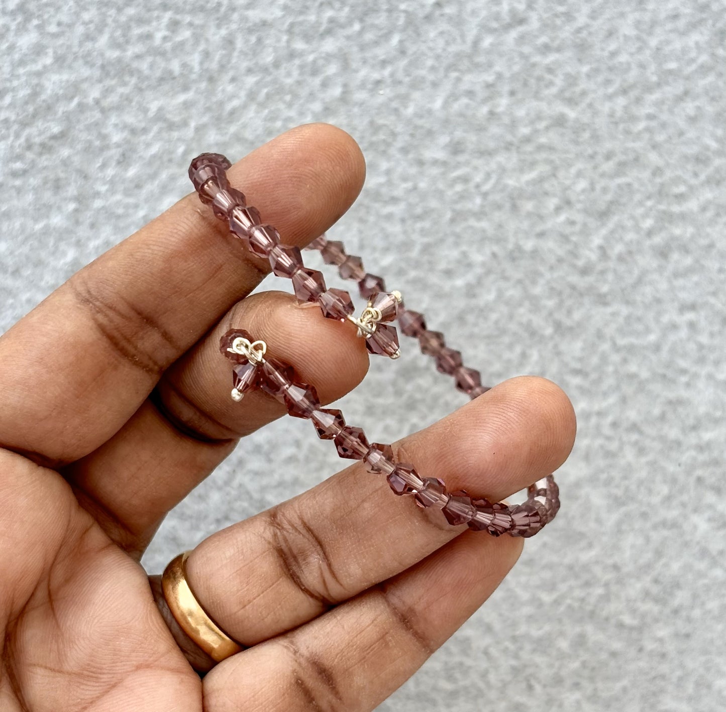 Elegant Mauve Faceted Crystal Bracelet
