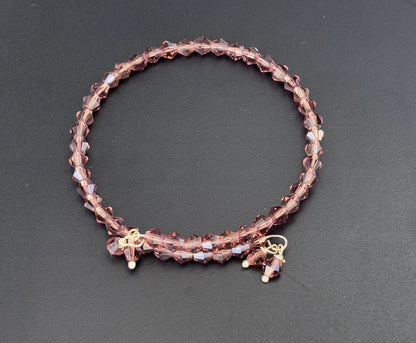 Elegant Mauve Faceted Crystal Bracelet