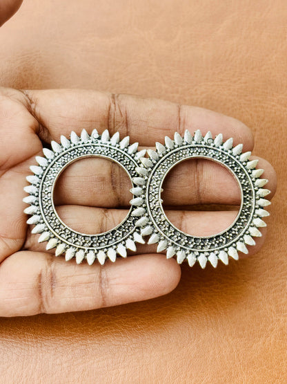 Oxidized Silver Sun Studs