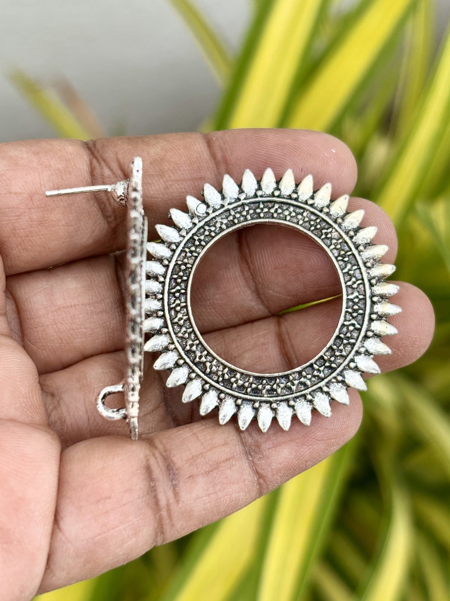 Oxidized Silver Sun Studs