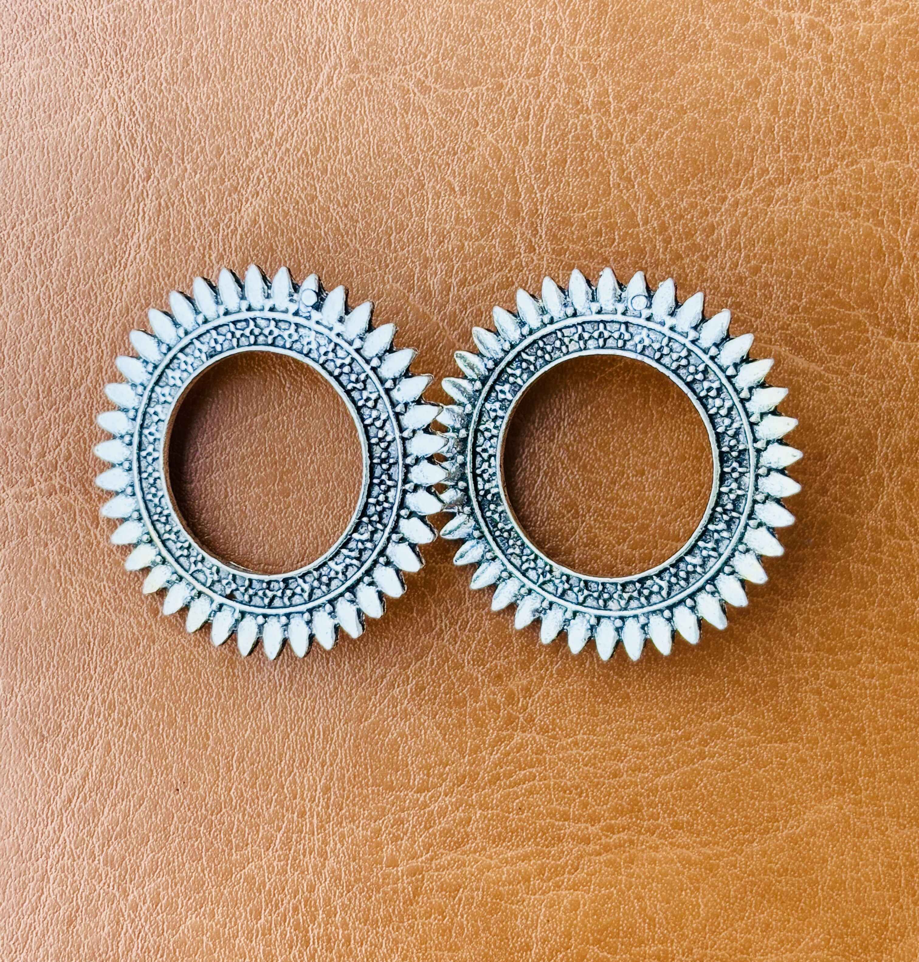 Oxidized Silver Sun Studs