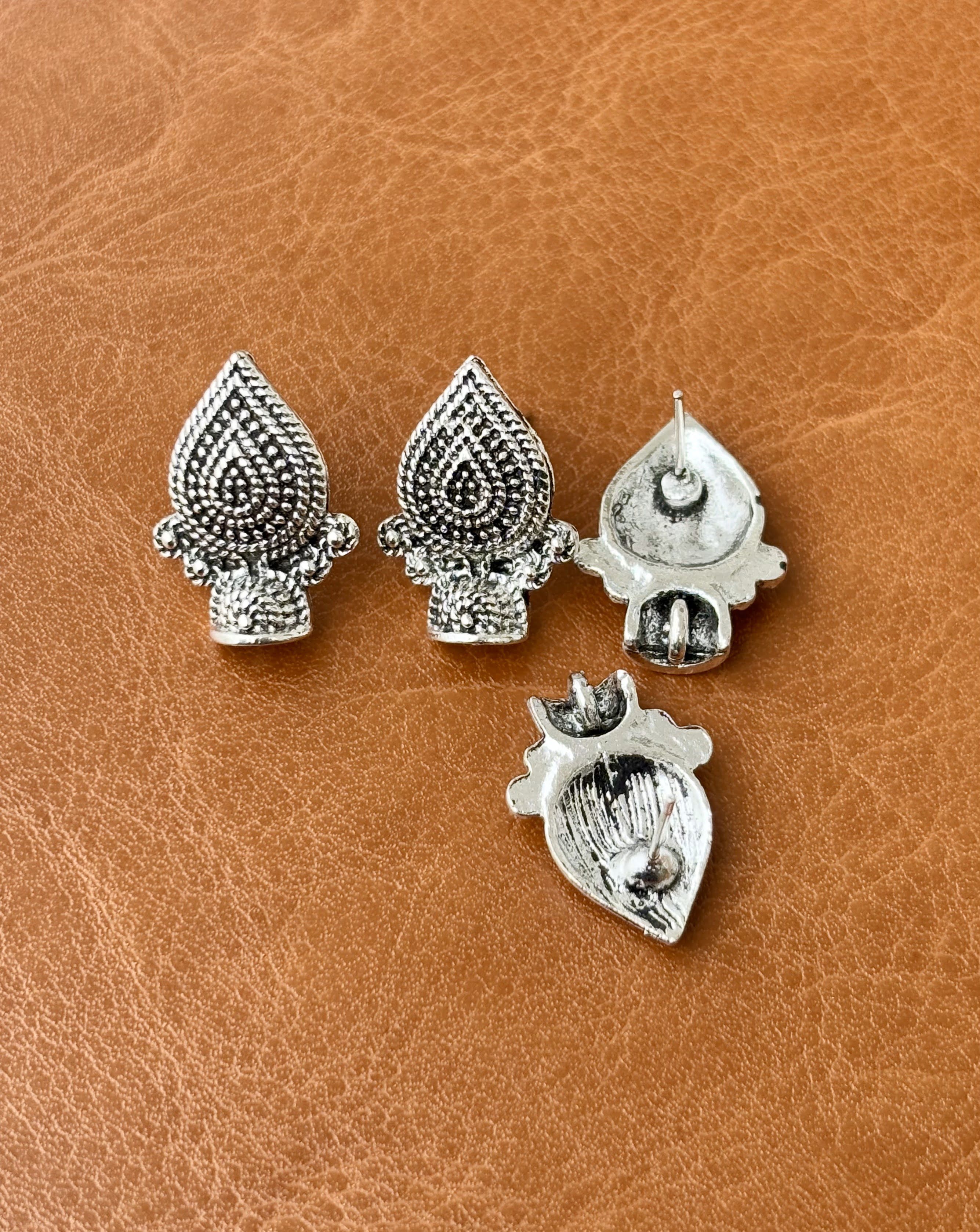 Oxidized Silver Teardrop Studs