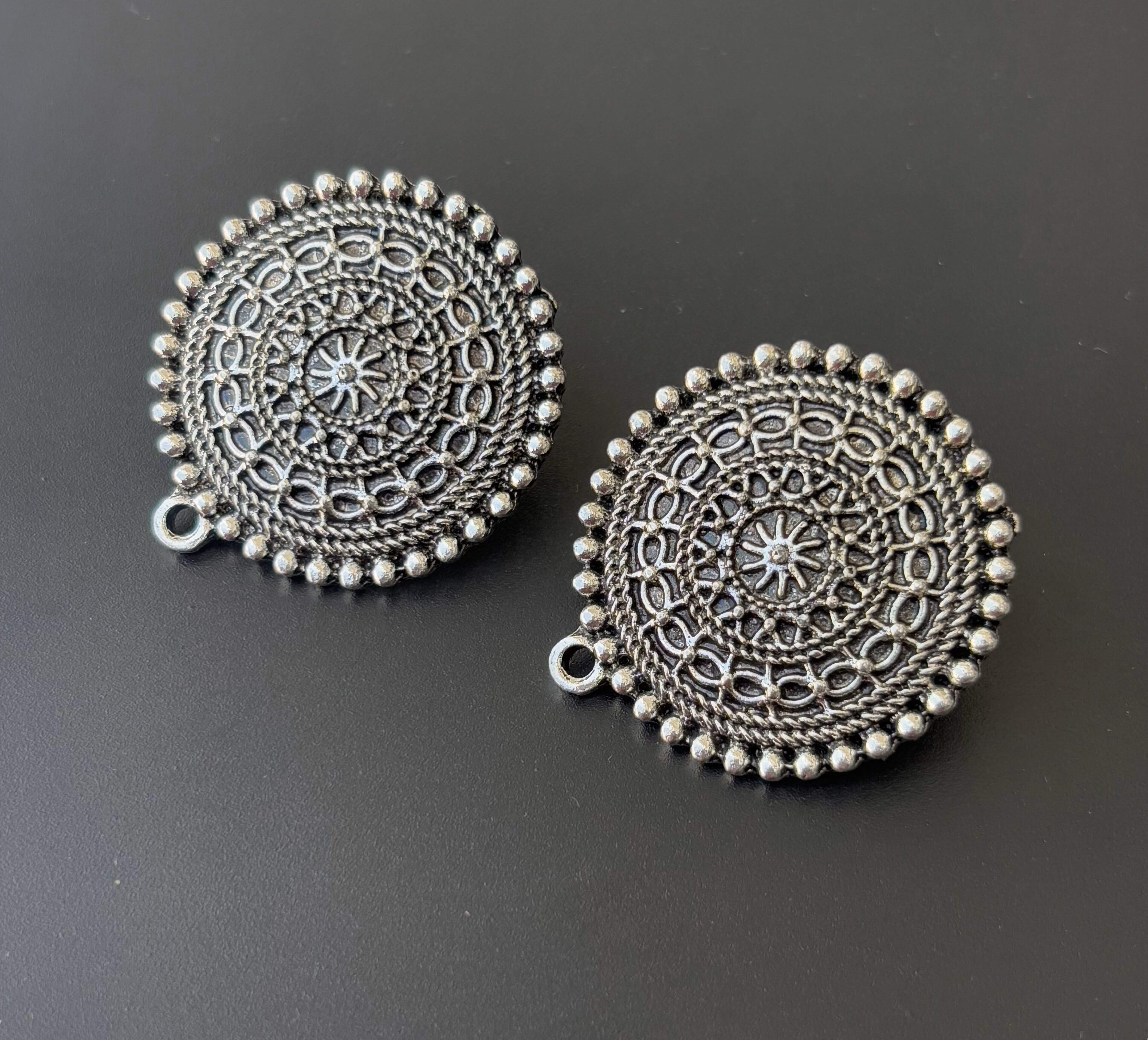 Swirling Oxidized Silver Earring Tops