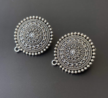 Swirling Oxidized Silver Earring Tops