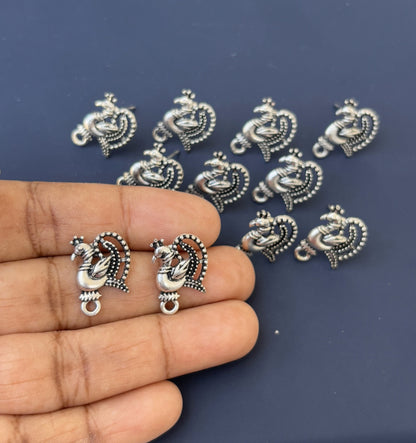 Oxidized Silver Tone Peacock Studs
