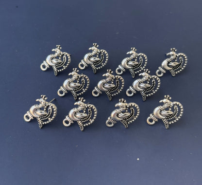 Oxidized Silver Tone Peacock Studs