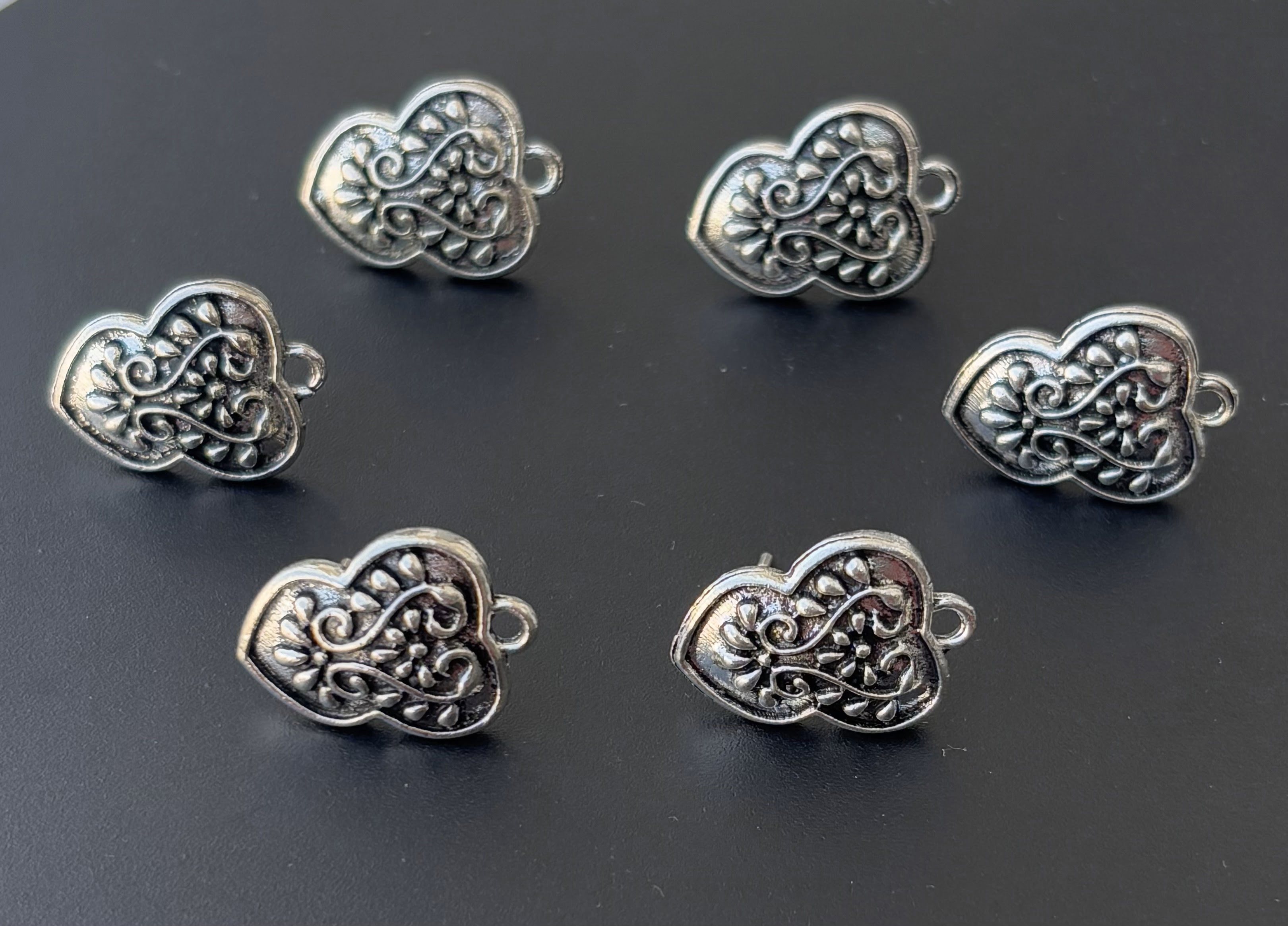 Ornate Filigree Heart Studs