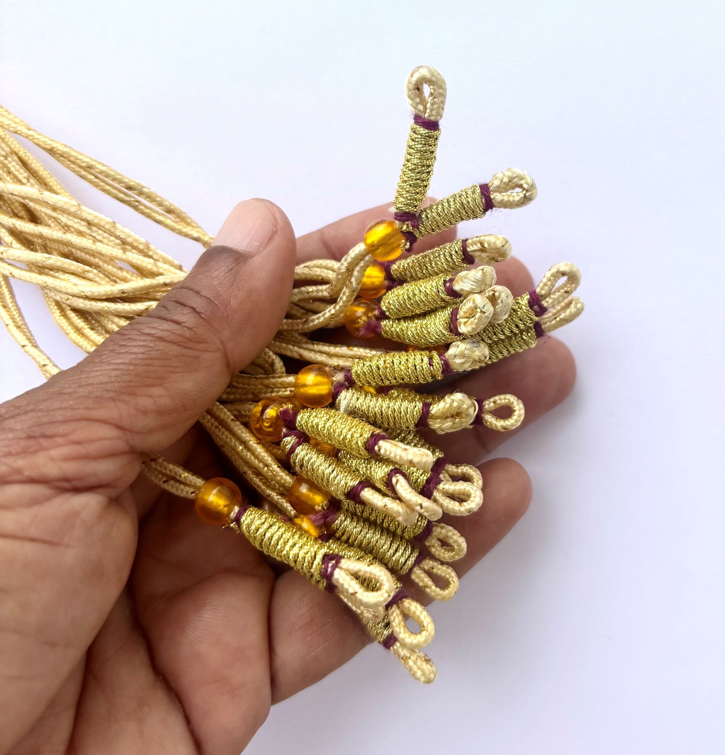 Cream and Gold Braided Adjustable Necklace Dori