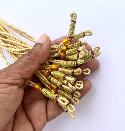 Cream and Gold Braided Adjustable Necklace Dori