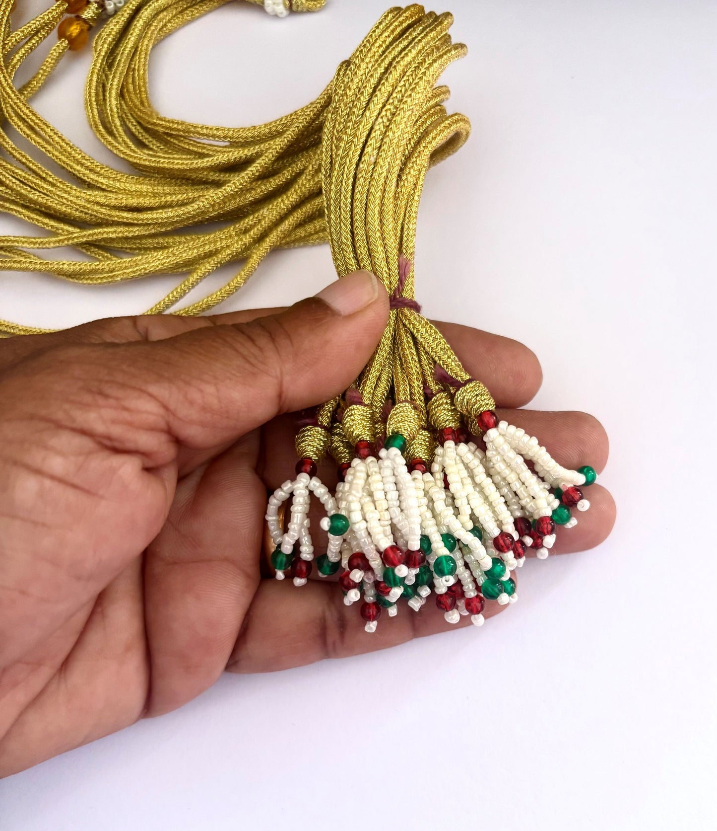 Gold Braided Adjustable Tassel Extender with Seed Beads
