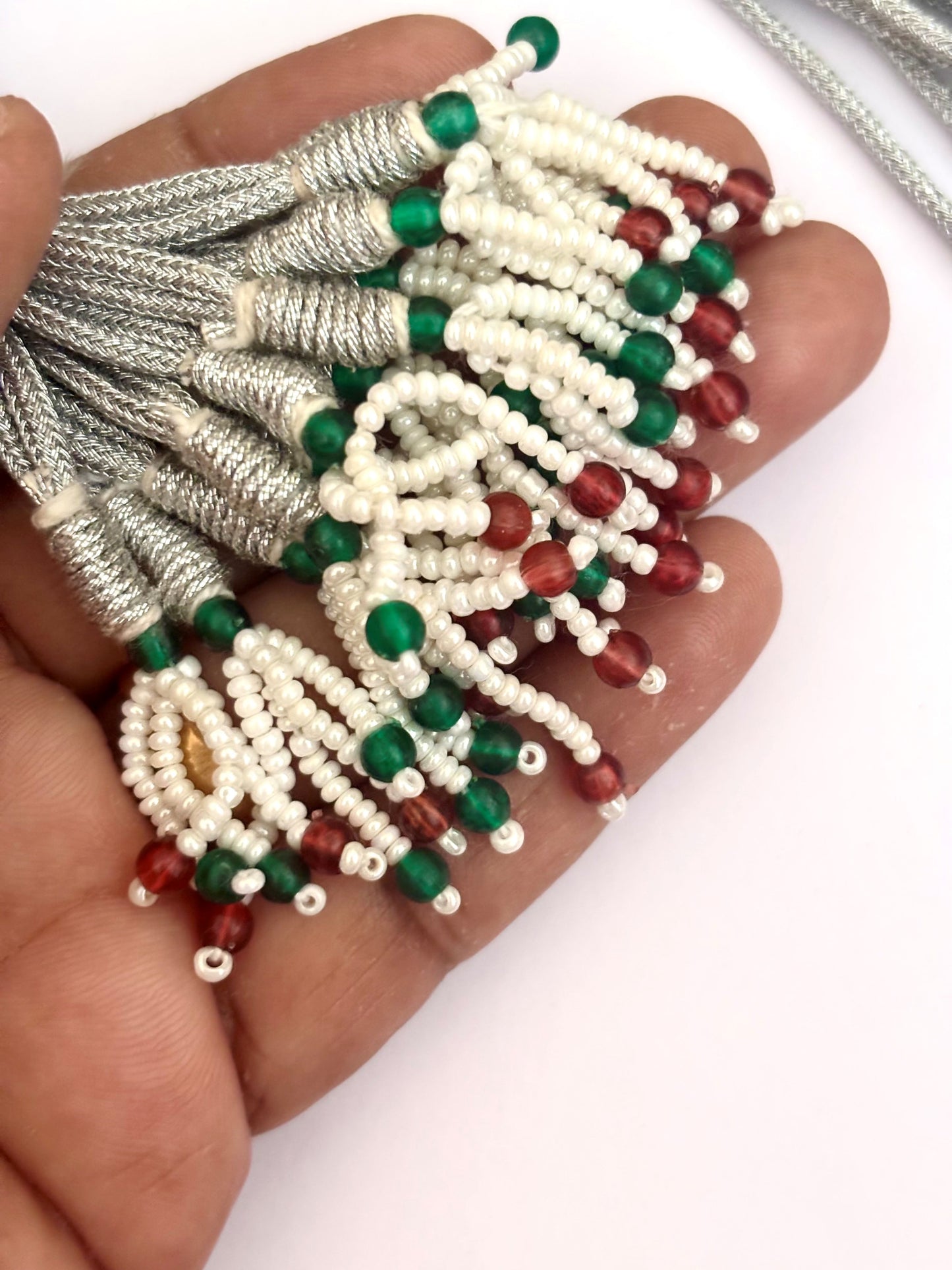 Silver Braided Adjustable Tassel Extender with Seed Beads