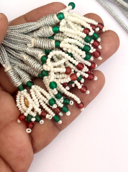 Silver Braided Adjustable Tassel Extender with Seed Beads