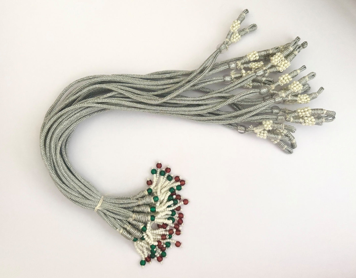 Silver Braided Adjustable Tassel Extender with Seed Beads