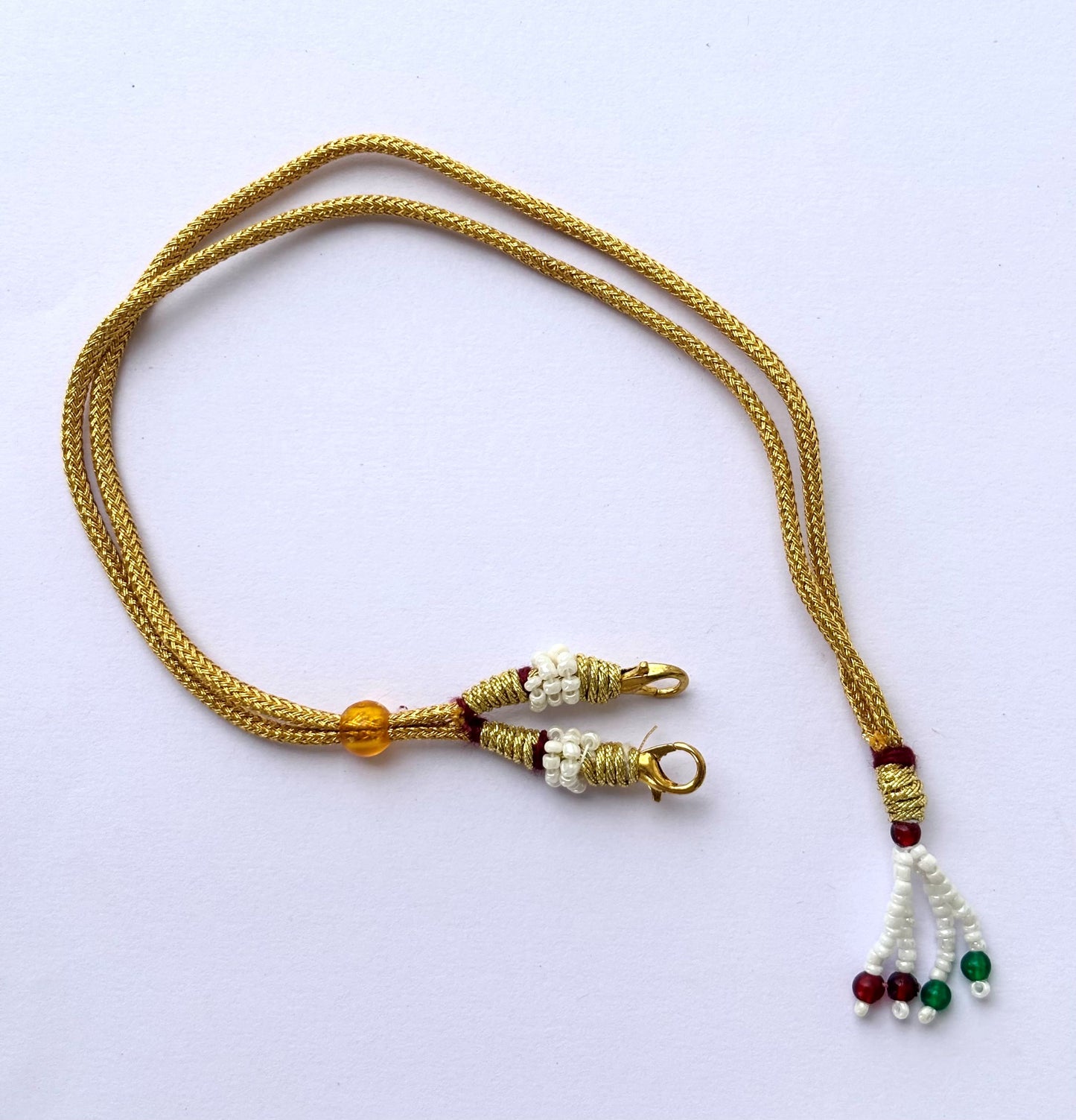 Gold Braided Adjustable Tassel Extender with Beads