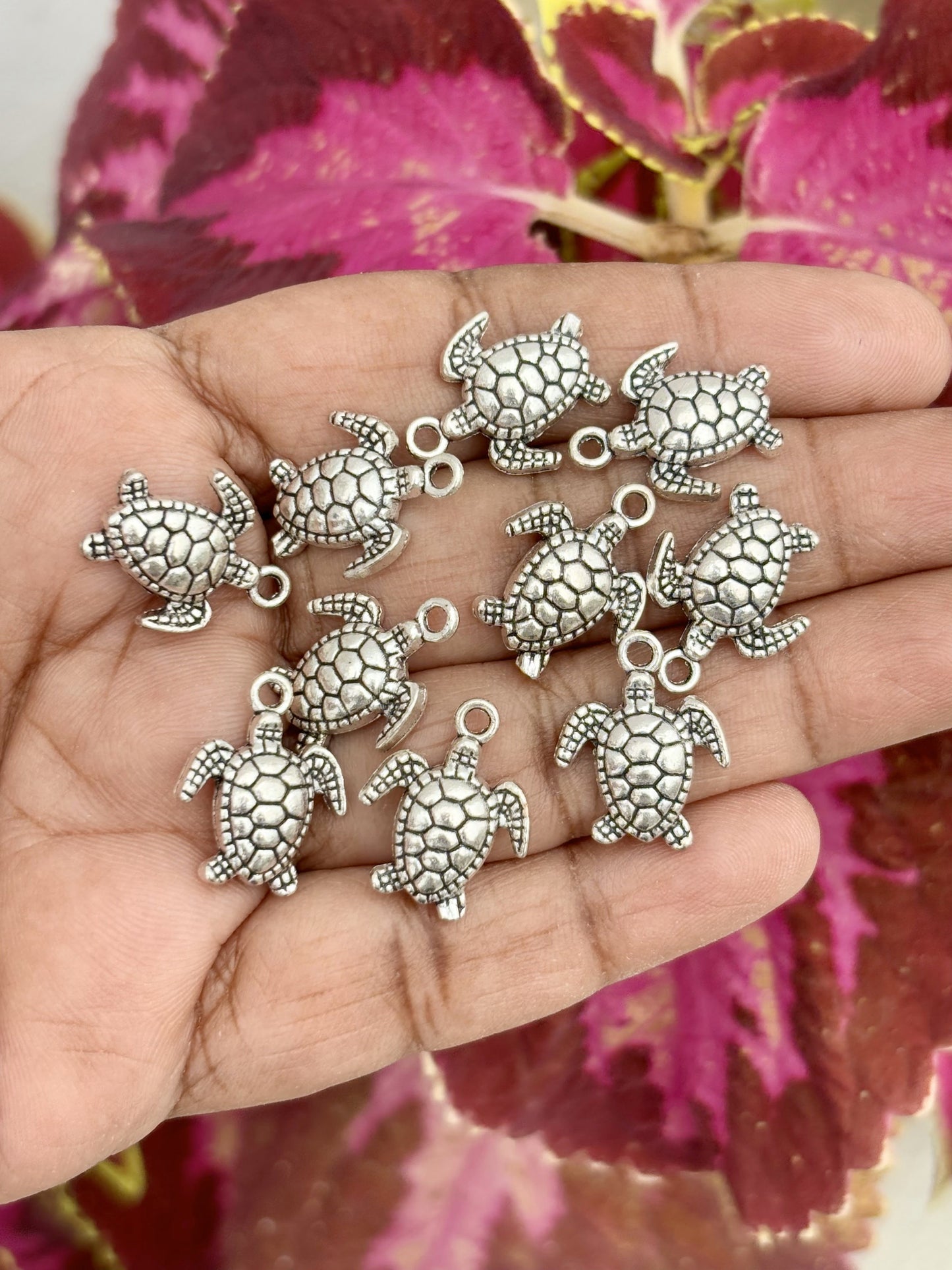 Antique Silver Tone Turtle Charms