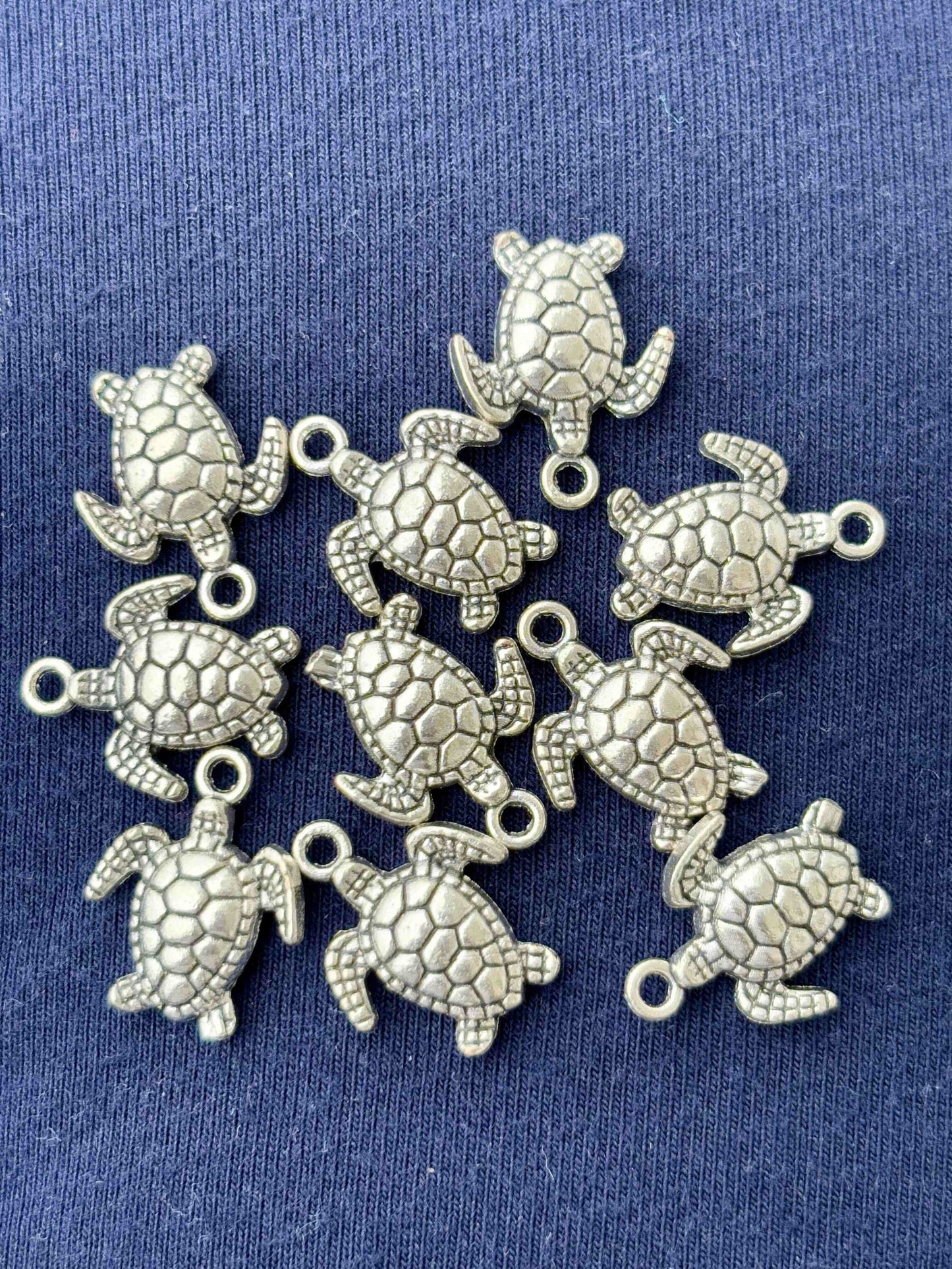 Antique Silver Tone Turtle Charms