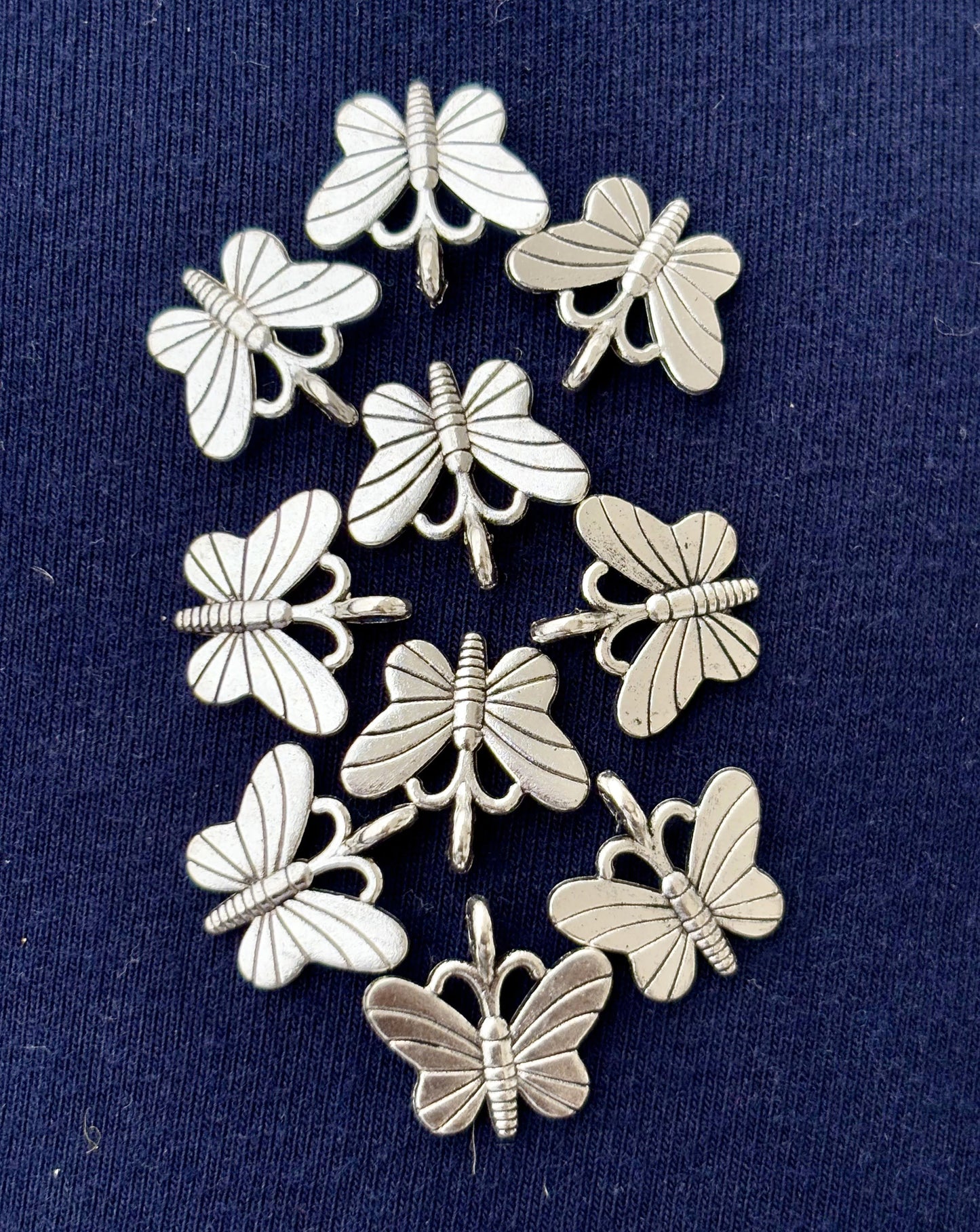 Striped Butterfly Metal Charms