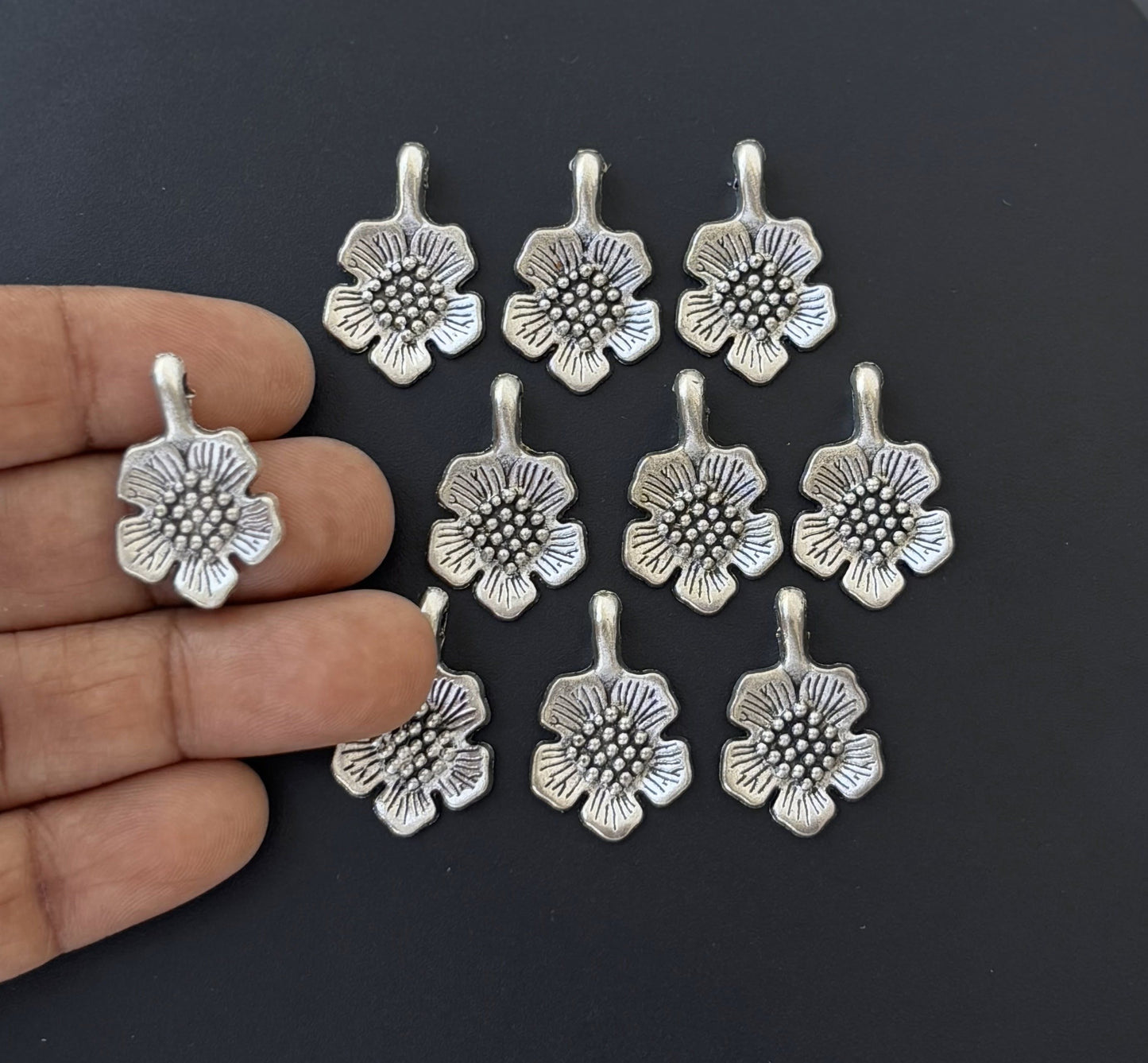 Tibetan Silver Flower Charms
