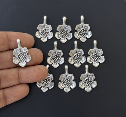 Tibetan Silver Flower Charms