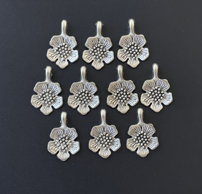 Tibetan Silver Flower Charms