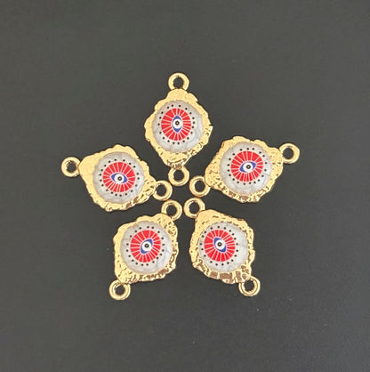 Red and Blue Gold Plated Evil Eye Resin Charms