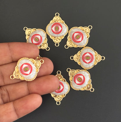 Red and Black Gold Plated Eye Resin Charms