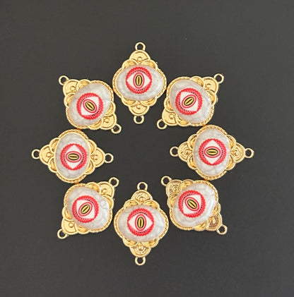 Red and Black Gold Plated Eye Resin Charms