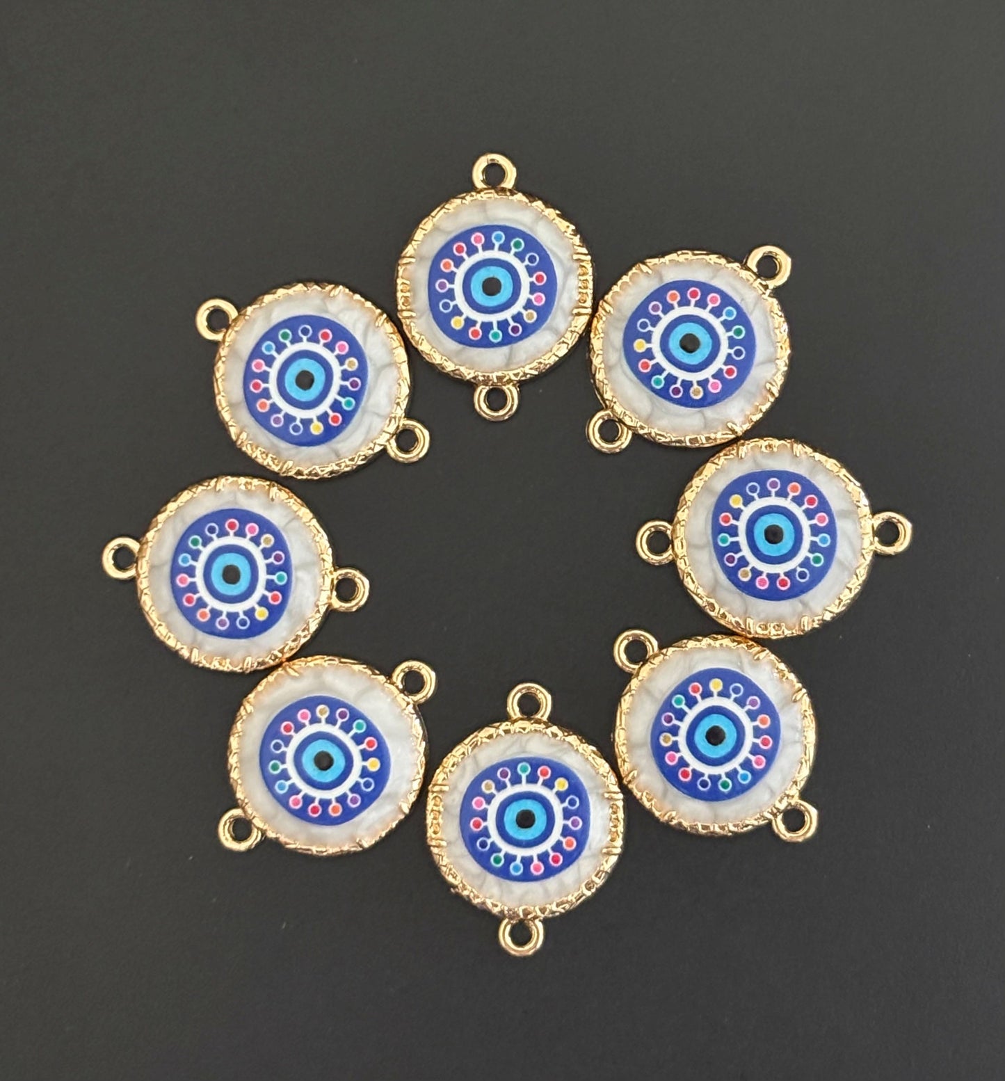 Colorful Gold Plated Blue Evil Eye Resin Charms