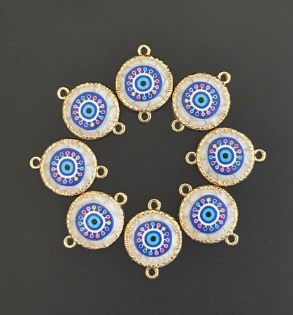 Colorful Gold Plated Blue Evil Eye Resin Charms