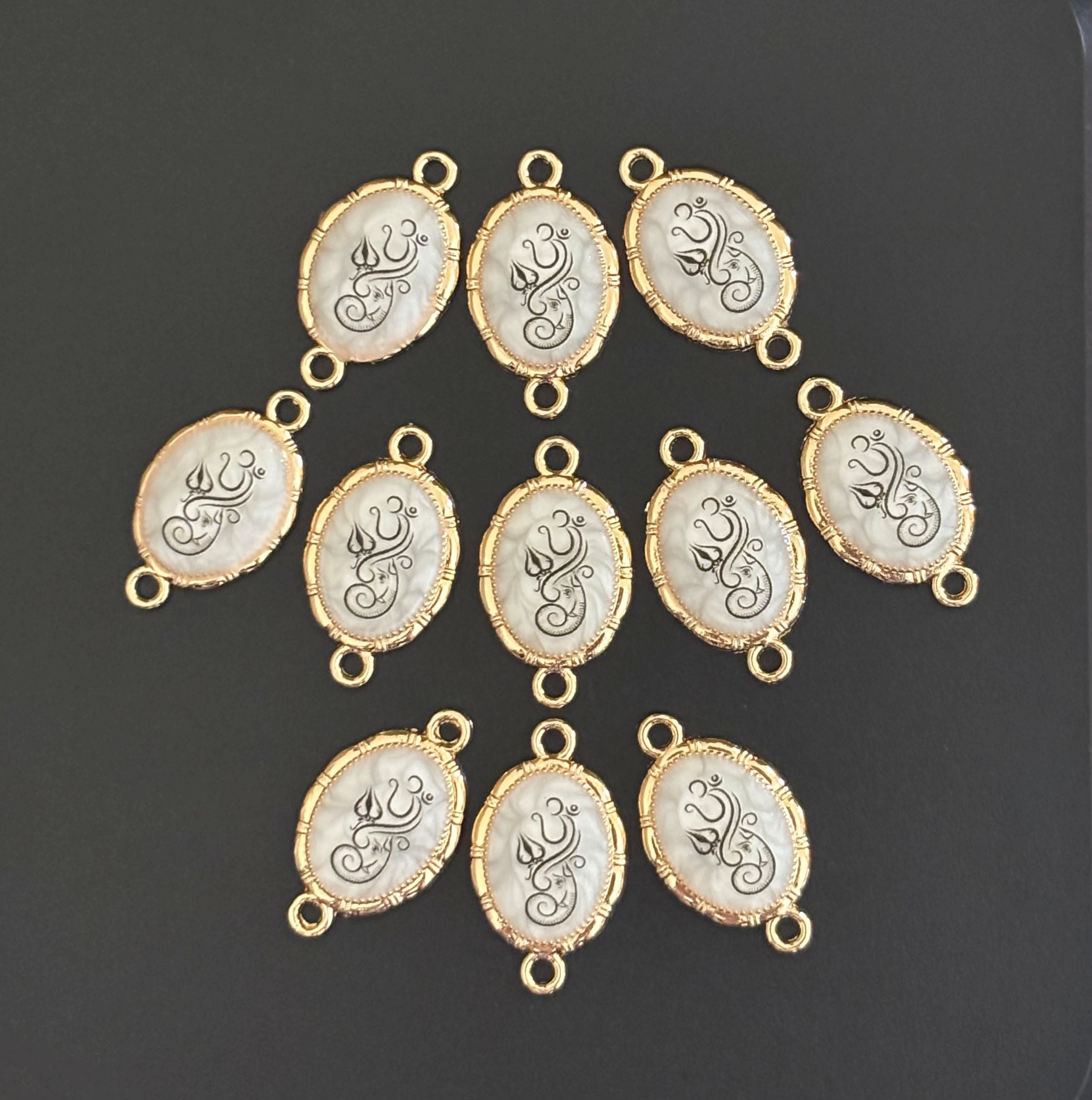 Gold Plated Om and Trishul Resin Charms