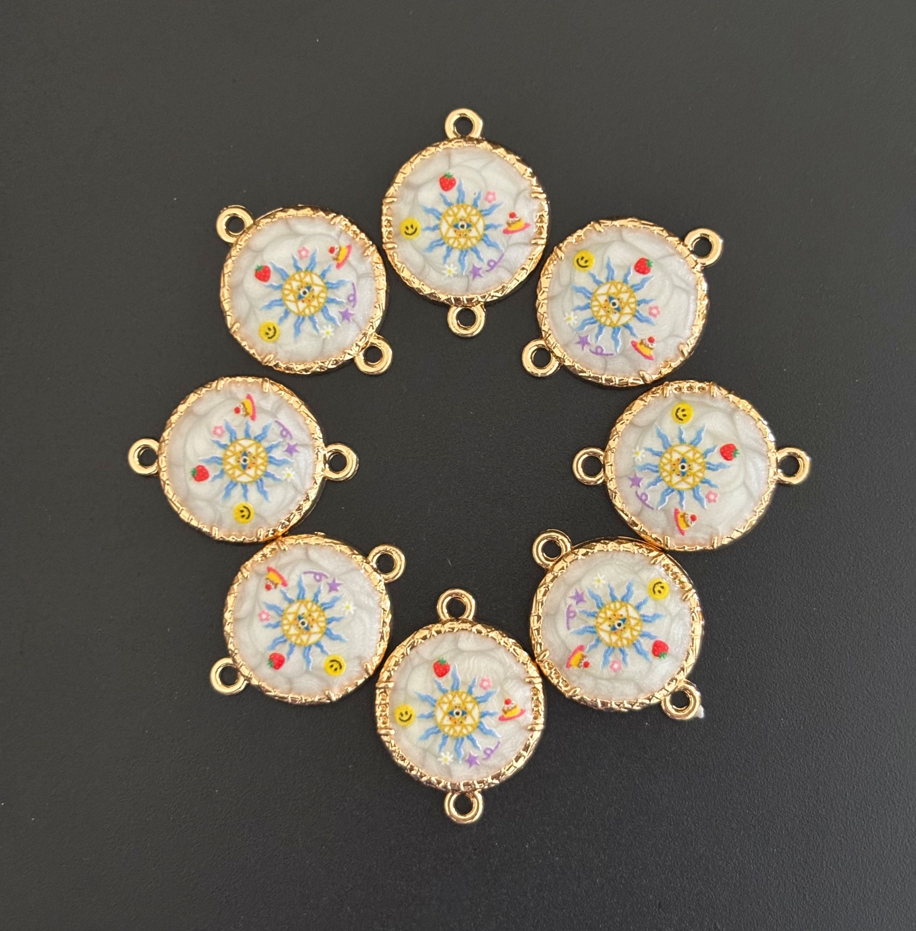 Gold Plated Mandala Sun Resin Charms