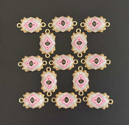 Gold Plated Pink and Black Eye Resin Charms