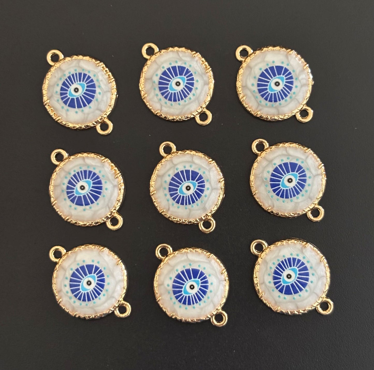 Gold Plated Blue and Teal Evil Eye Resin Charms
