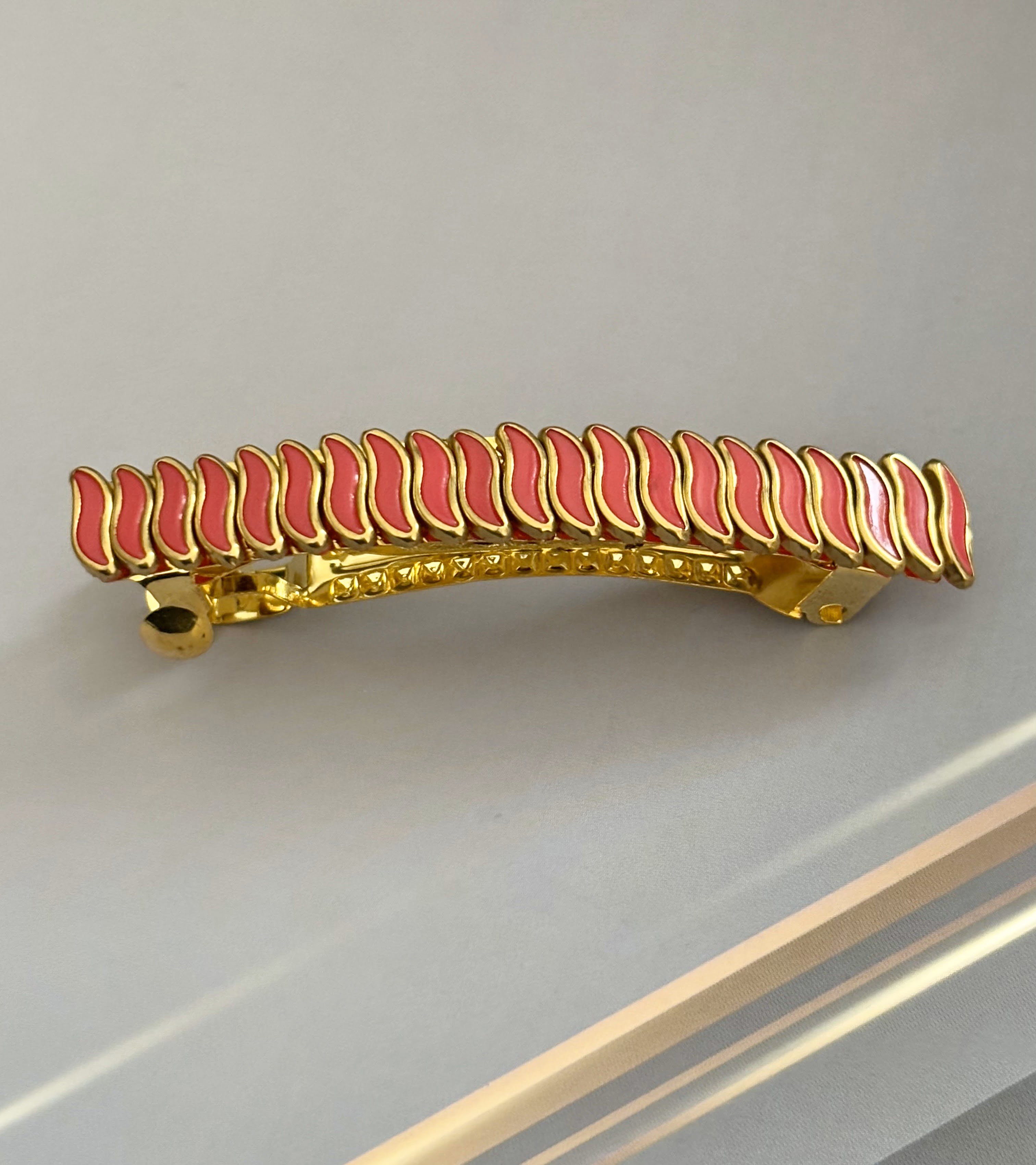 Pink Kundan Hair Clip