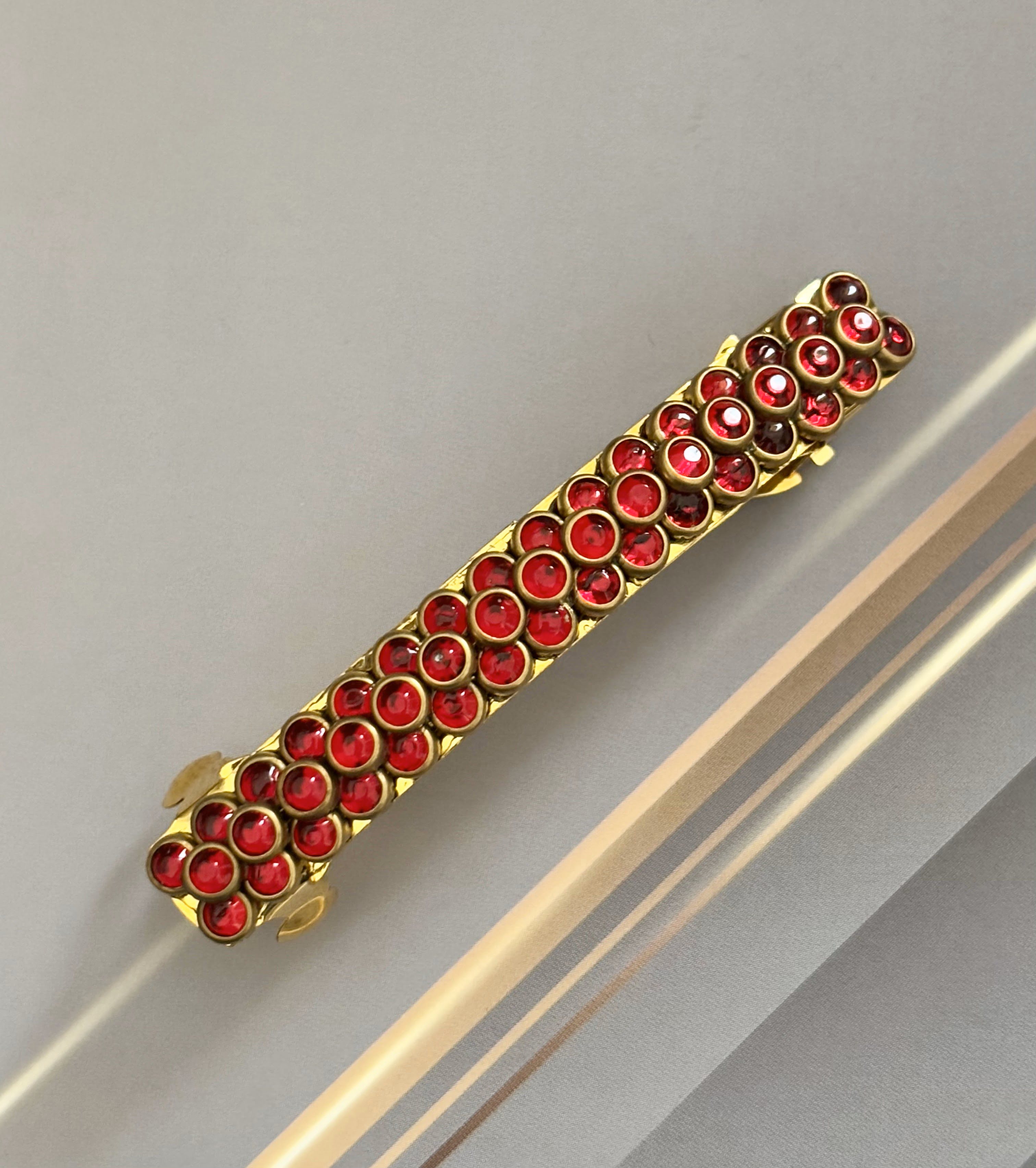 Handmade Red Kundan Gold Hair Clip