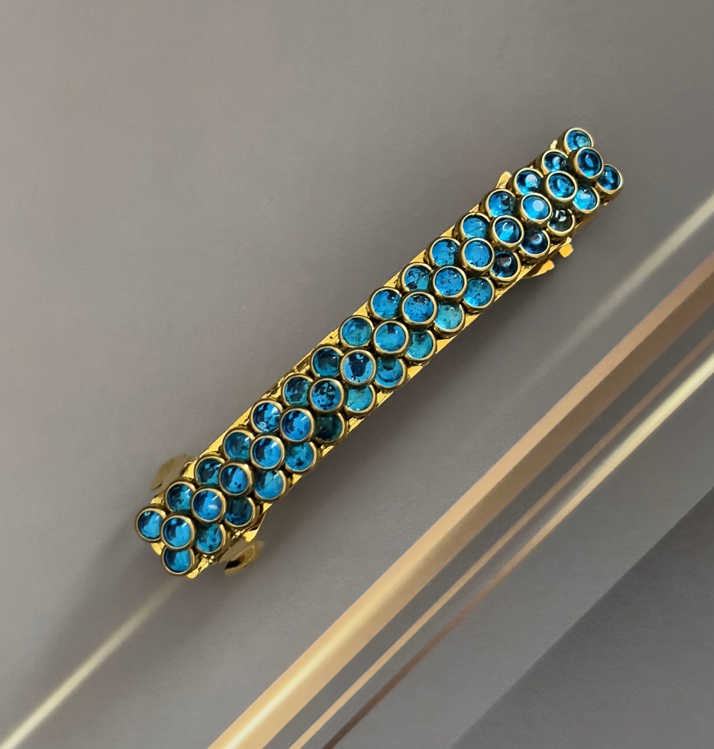 Handmade Blue Kundan Gold Hair Clip