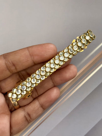 Handmade White Kundan Gold Hair Clip