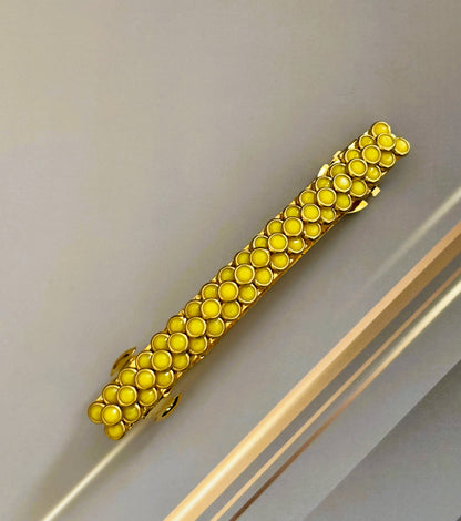 Handmade Yellow Kundan Gold Hair Clip