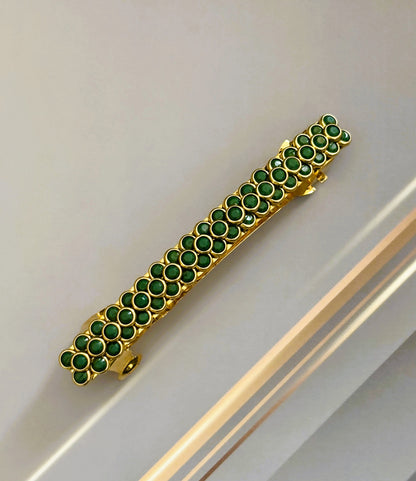 Handmade Green Kundan Gold Hair Clip