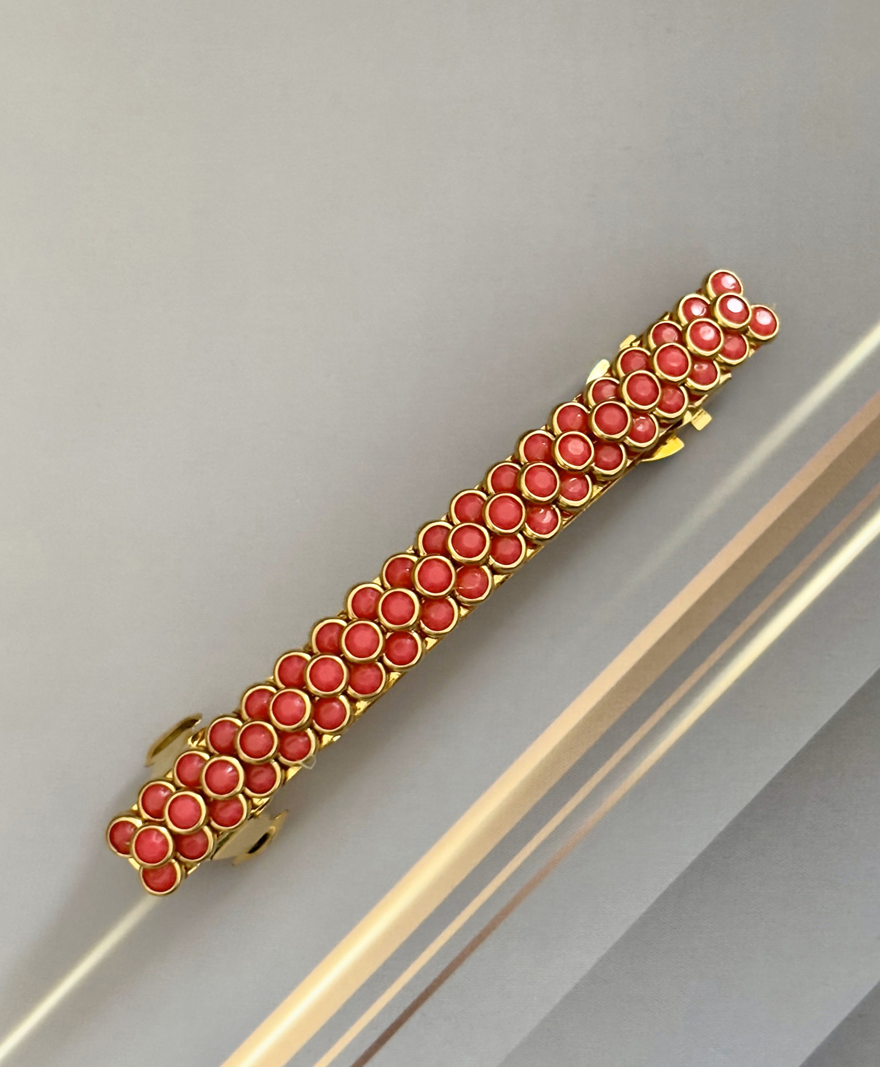 Handmade Coral Kundan Gold Hair Clip